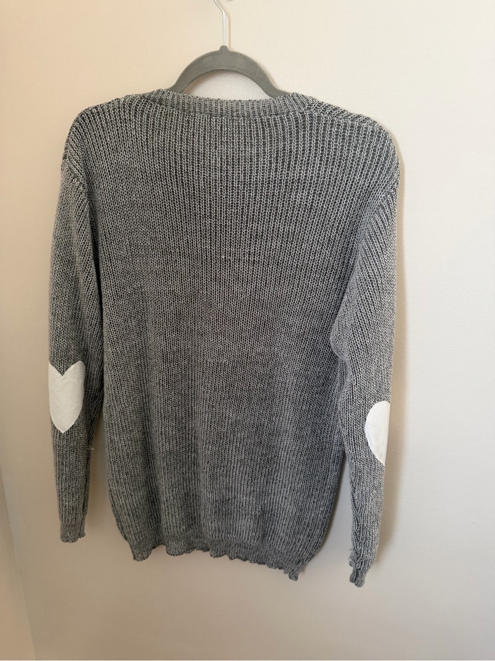 Gray Heart Elbow-Patch Knit Sweater - Women's - Picture 3 of 5